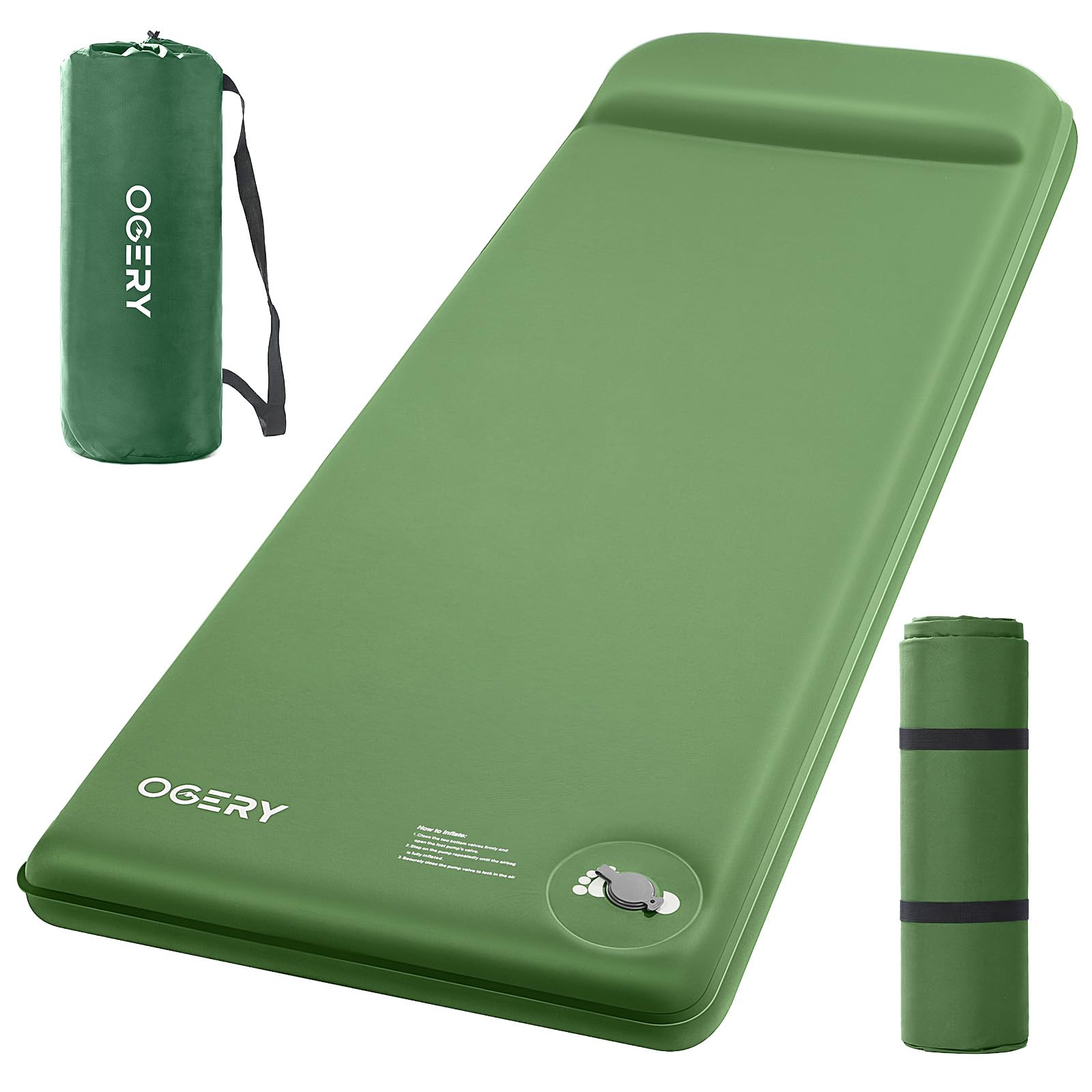 Photo 1 of OGERY Self-Inflating Sleeping Pad with Built-in Foot Pump, 3" Memory Camping Mattress Pad, Quiet & 9.5 R-Value Insulated Sleeping Mat Camping Essential Gear for Car Tent Camping