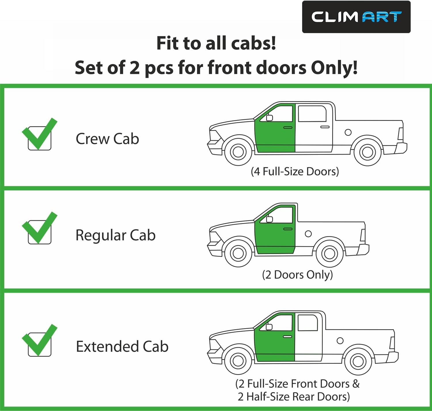 CLIM ART in-Channel Incredibly Durable Rain Guards for GMC Sierra 1500 2007-2013 Regular Cab,Window Deflectors, Vent Visors, Vent Deflector,Truck Accessories 2pcs- 307002LPv