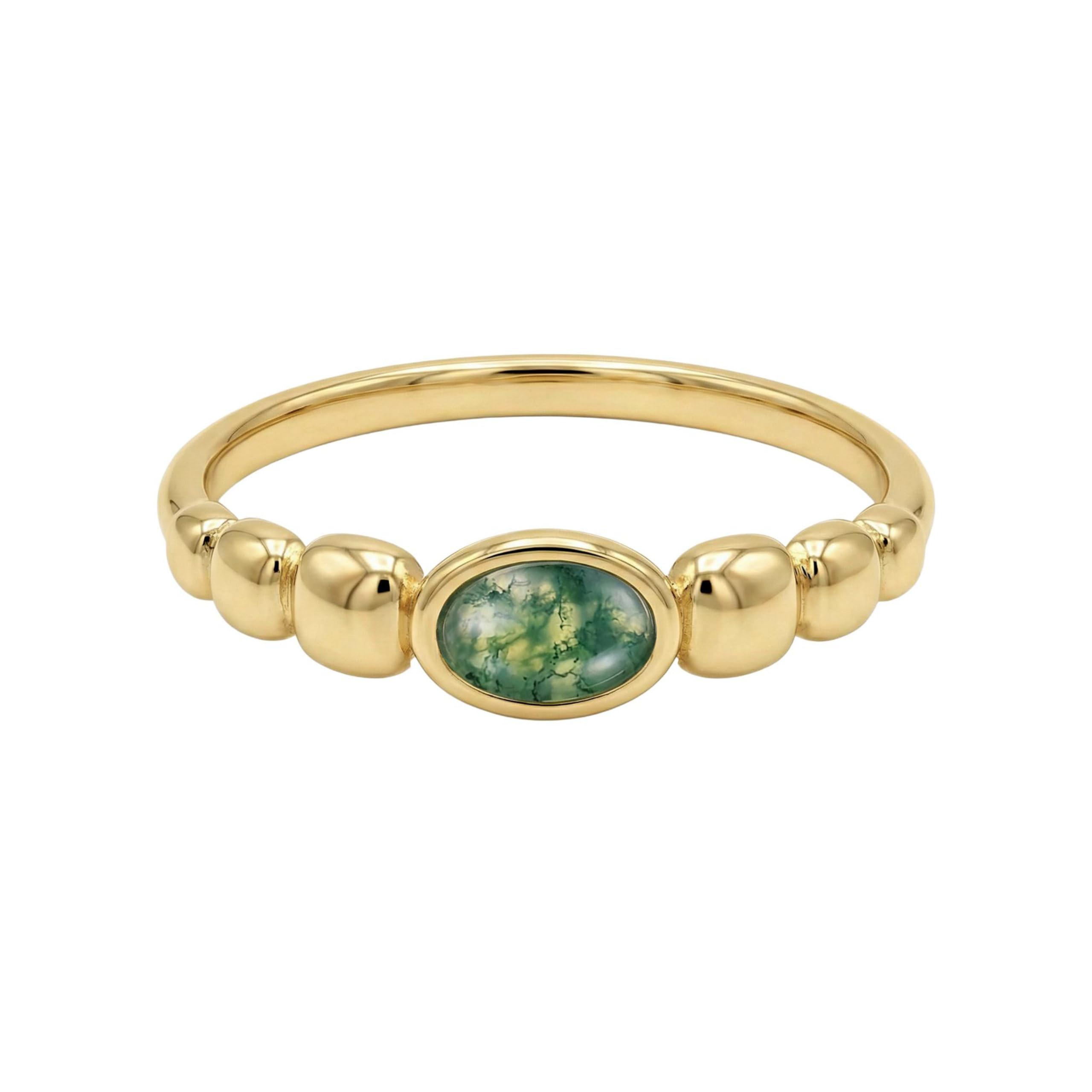NOELANI - Damen Ring 925 Silber - Vergoldet/Golden - mit Achat