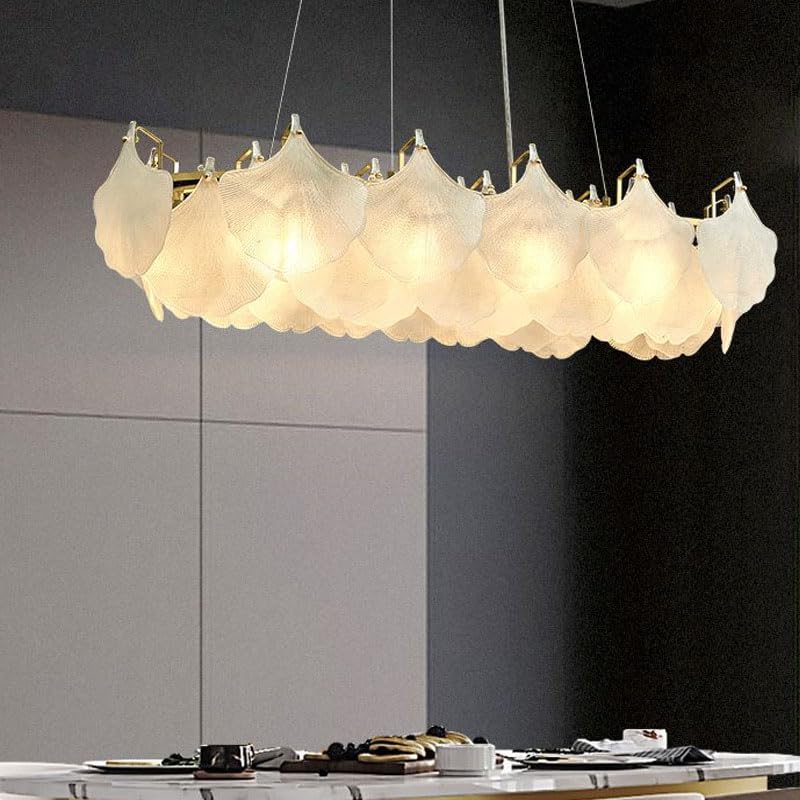 Suspension ginkgo MOCHAMIK lustre verre ovale salon 80cm