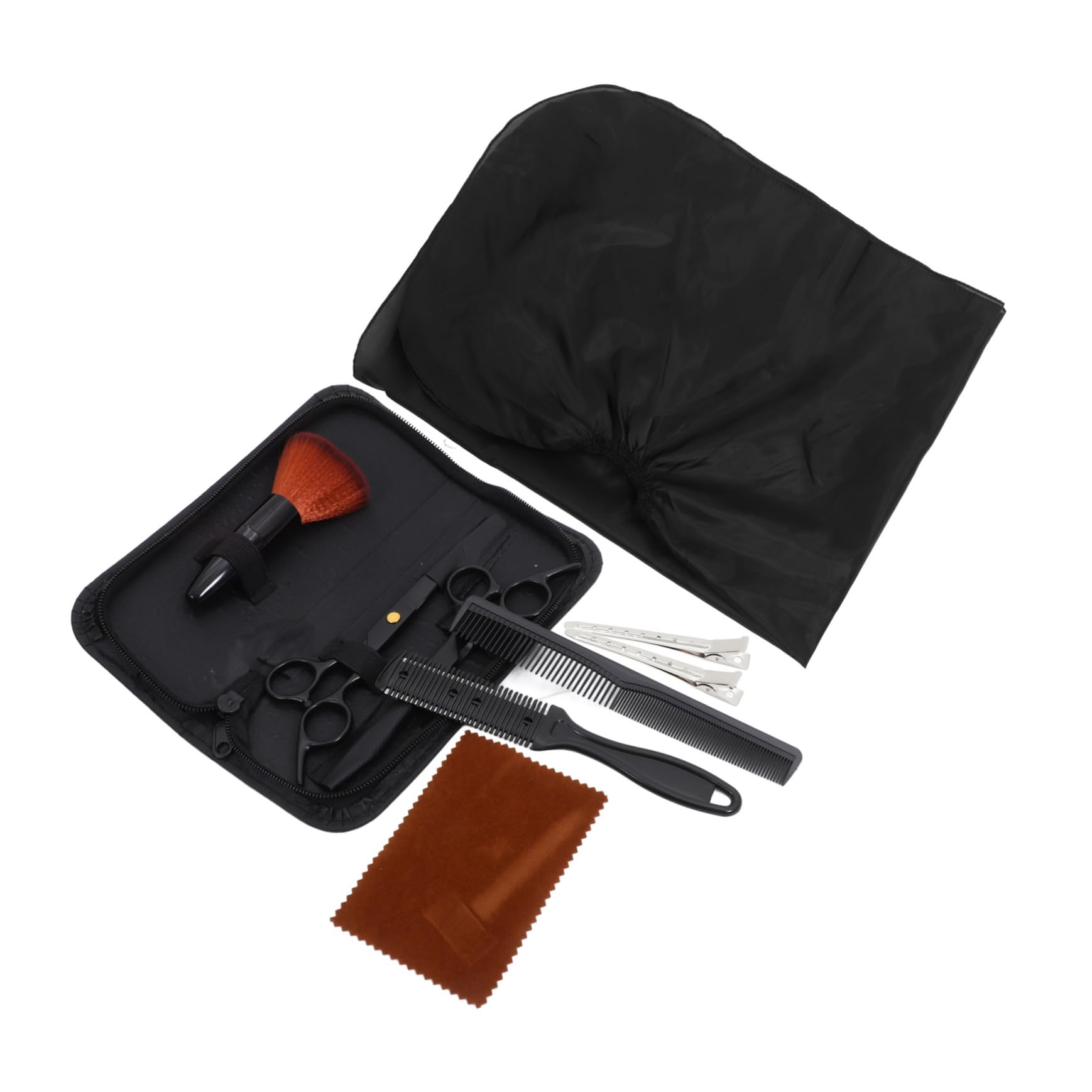 Ciseaux coiffeur noir et outils professionnels pour coupe précise