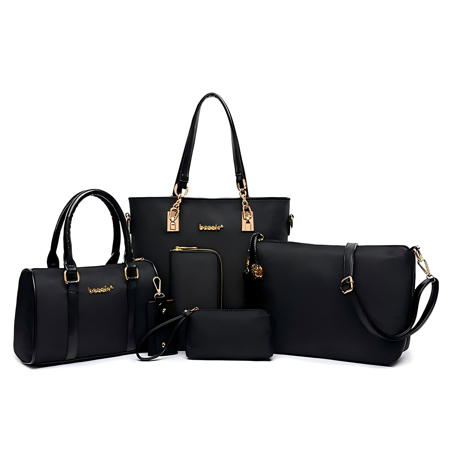 Borsa da donna alla moda, 6 pezzi, in pelle PU, con borsa a tracolla + portafoglio + portacarte