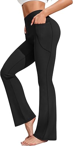 PINSPARK Pantalones de yoga acampanados de cintura alta para mujer