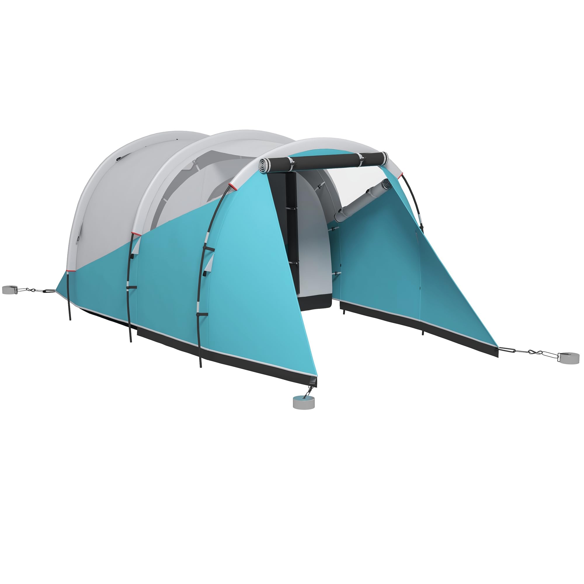 Outsunny Tunnelzelt für 3 Personen 3000mm Wasserabweisend Campingzelt Blau