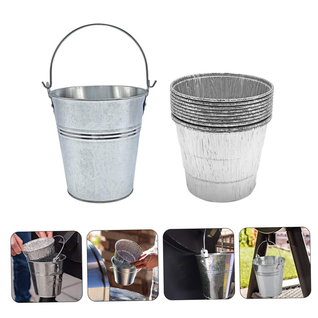Revestimientos de Aluminio para Cubo de Grasa Barbacoa, 10 Piezas