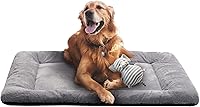 VERZEY 42 Inch Dog Crate Pad for Medium/Large Dogs - Washable Anti-Slip Ultra Soft Faux Fur Kennel Mat, Gray