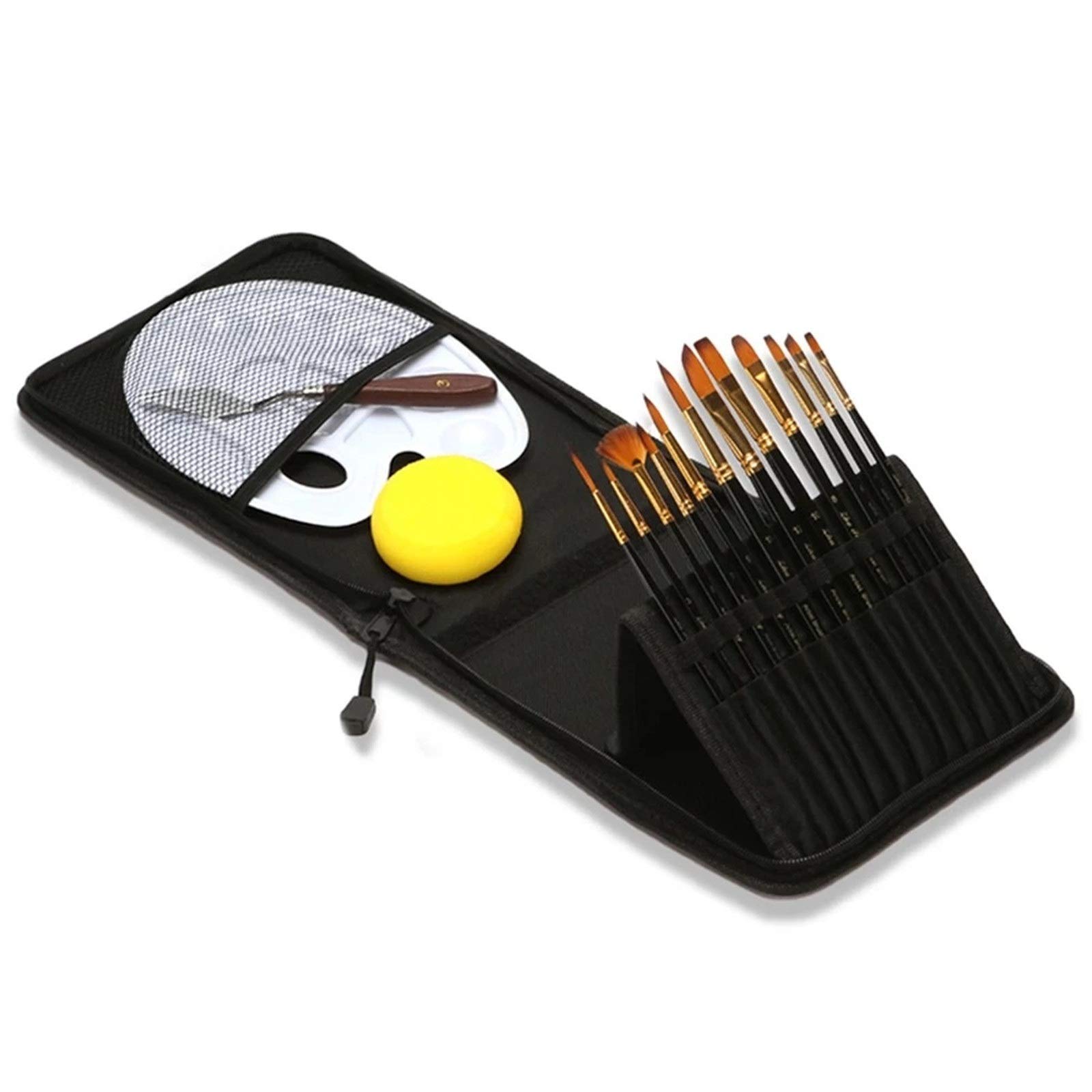 XBTGS Juego de 12 pinceles de pintura de artista, acuarelas acrílicas para acuarelas acrílicas al óleo, acuarela, negro, talla única, color negro