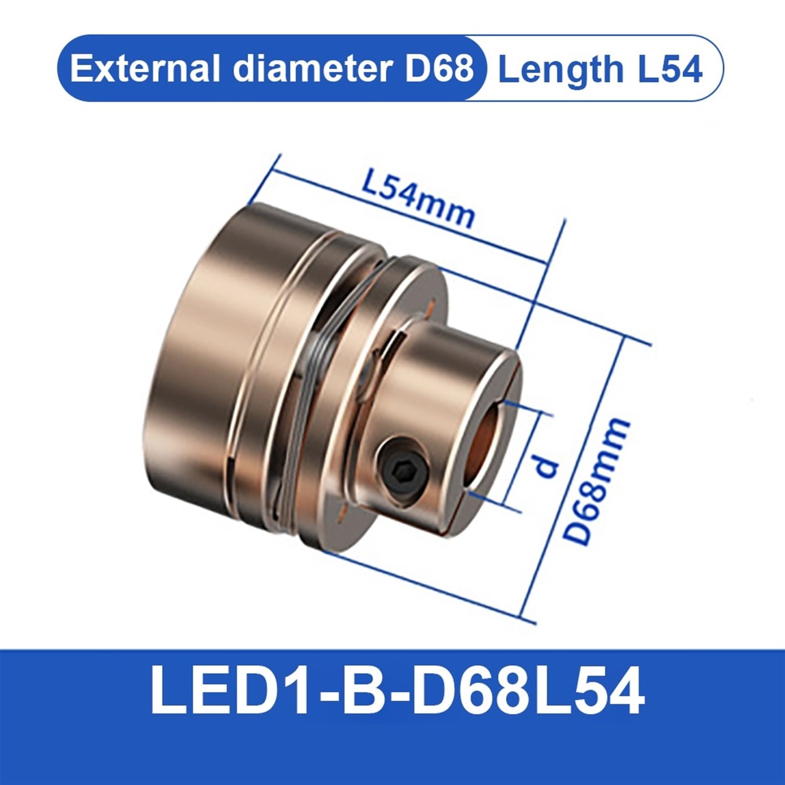 Złącze kołnierzowe LED D68L54/74 elastyczny łącznik wału korbowego aluminiowe membrany uniwersalne złącze do drukarki 3D Kardanowa Rc (LED1-B-D68L54-14X17)