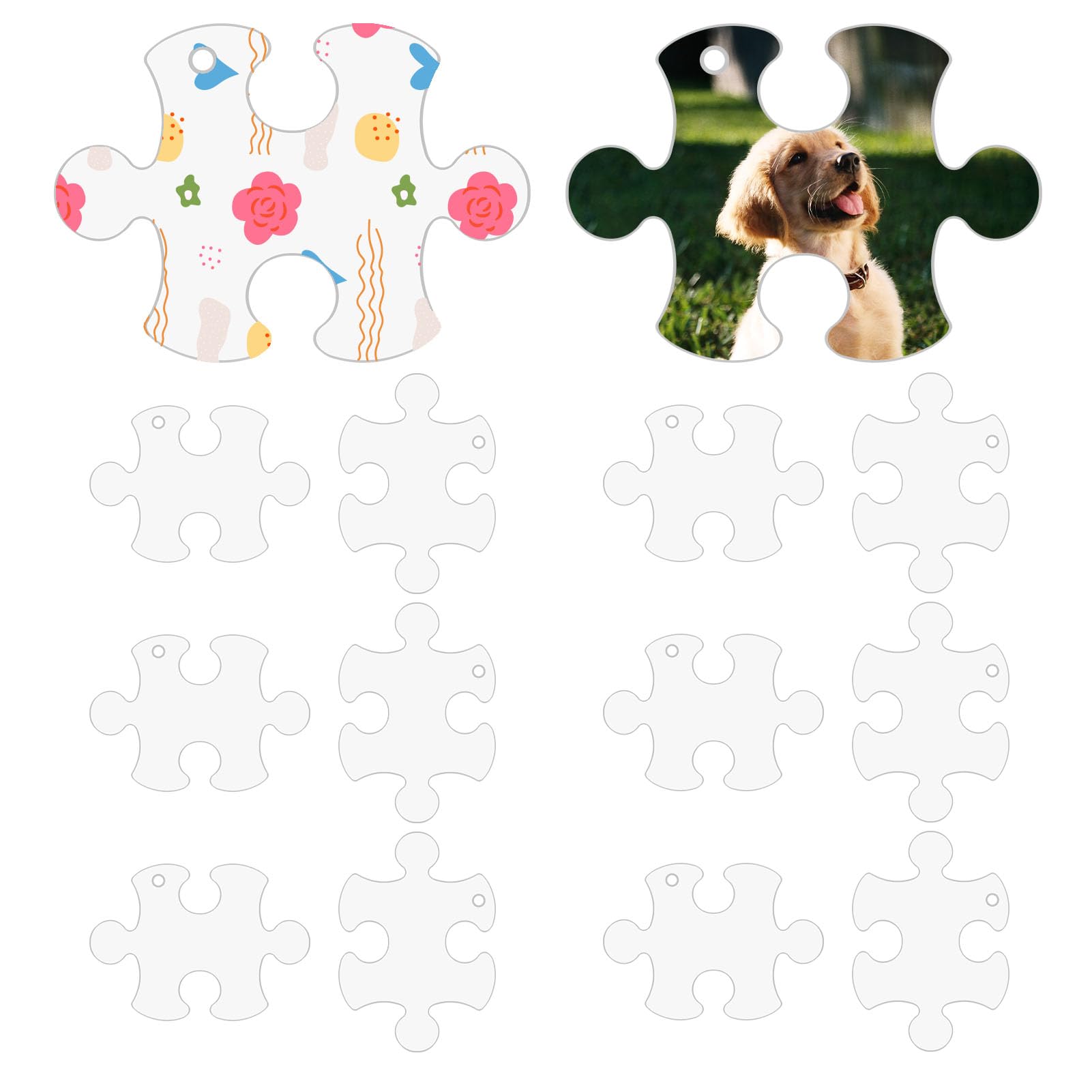 Photo 1 of 12PCS Acrylic Blanks, Acrylic Keychain Blanks with Hole, Clear Ornaments for Crafts, Blank Keychains for Christmas Halloween DIY Vinyl Projects