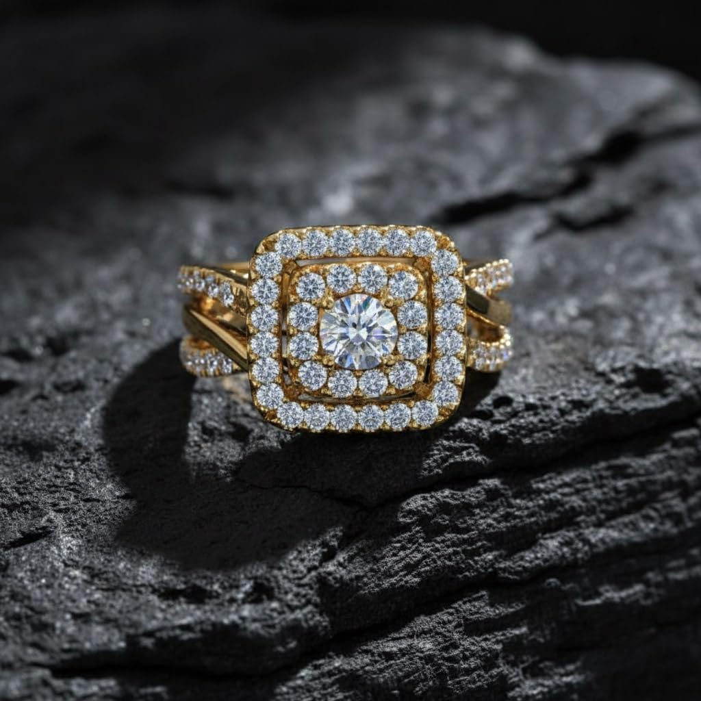 1 Carat Diamond Cushion Shape Engagement Ring Band in 14K Gold