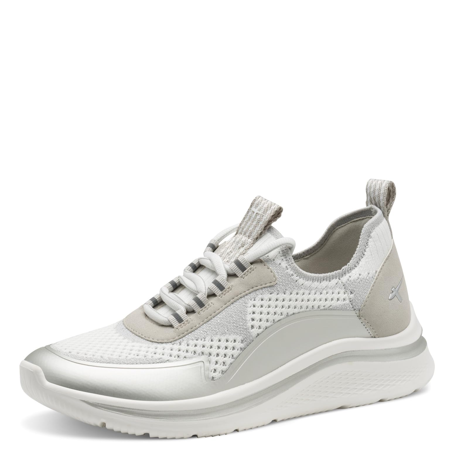 Tamaris Comfort Women’s Flat Sneakers with Chunky Sole Vegan, Lt Grey/Silver, 3,5 UK