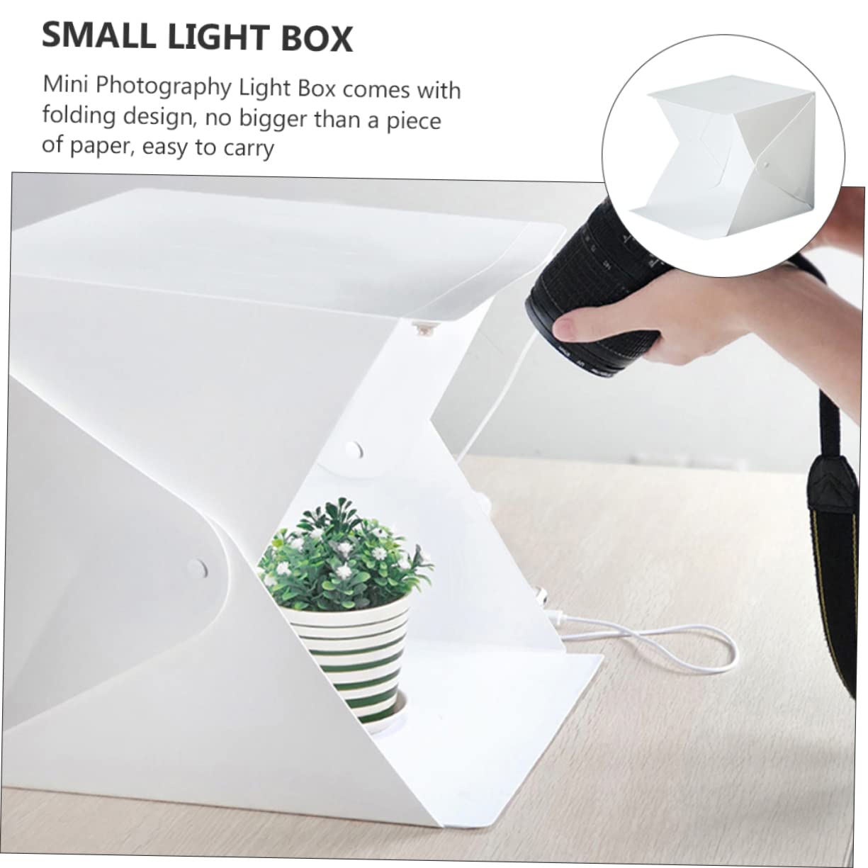 ARTIBETTER Mini Photography Light Box Tent Portable Photo Light Box Led Strip and 6 Backdrops for Items