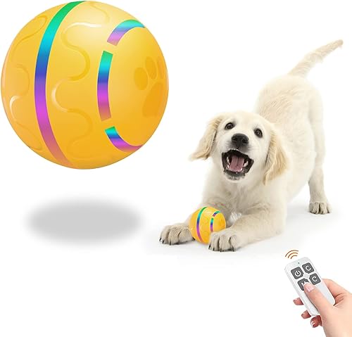 Miniatura 1 de Belobill Pelota interactiva inteligente de juguetes para perros con control remoto luces LED hecha de goma natural bola rodante automática bola de