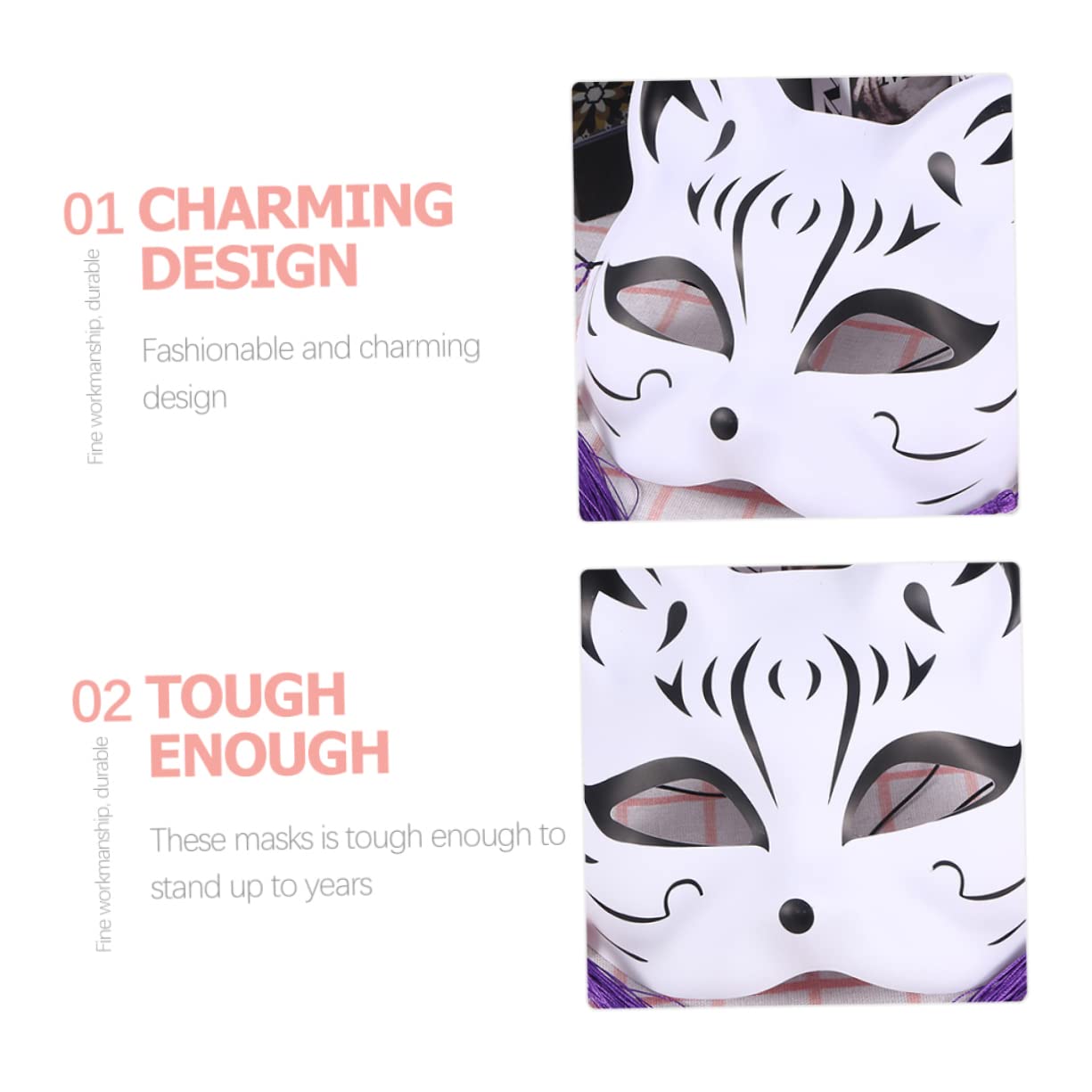 TOBBOMEY 2pcs Cat Masks Cosplay Half Face Masquerade Masks for Women Elastic Band for Parties Halloween and Costumes Unique Cat Design for Fun and Style