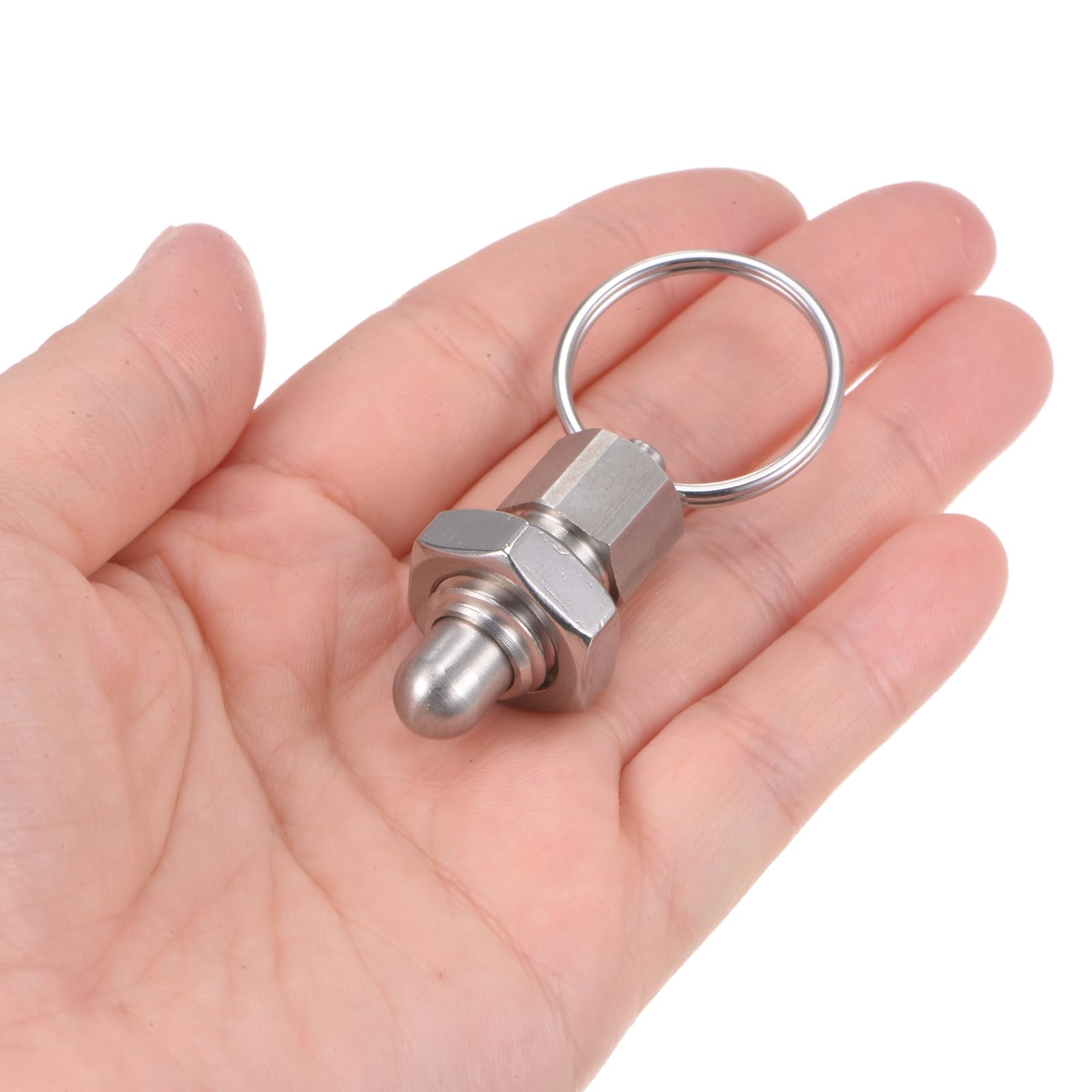 QUARKZMAN 3 Piezas Pasador de Resorte con Anillo de Extracción M12*1.75 Longitud 0.51" Pasador Diámetro 8Mm Cabeza Redonda Acero Inoxidable Pasador de Índice Retráctil Sin Bloqueo