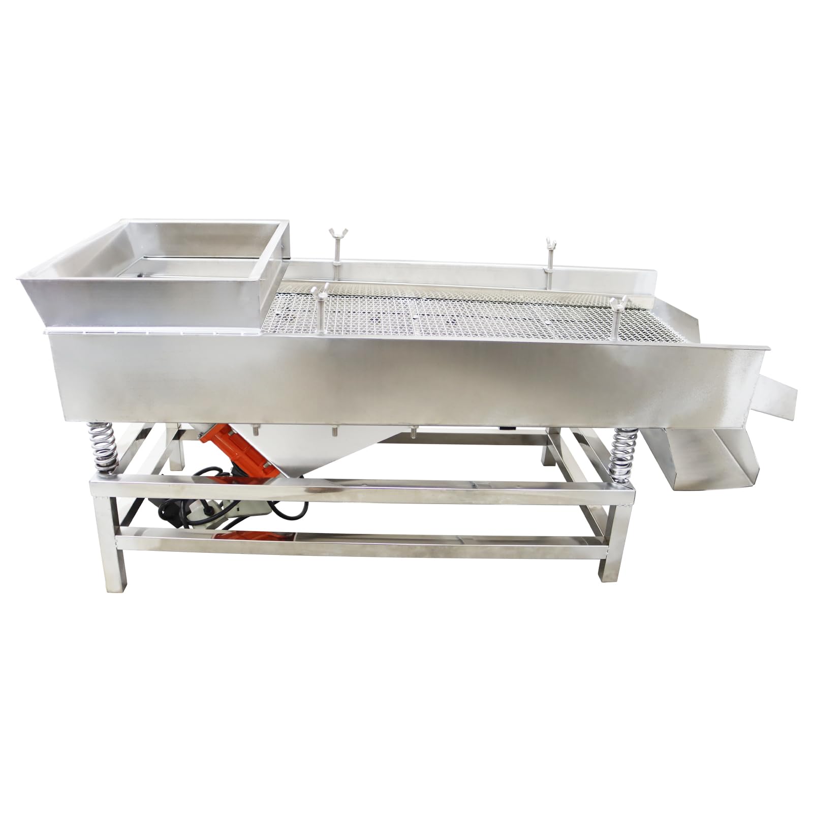 WYDDDARY Straight Vibrating Sieve Electric Linear Sifter Machine Stainless Steel Linear Vibrating Screen Single Layer Double Motors 11mm Square Grid Mesh 110V