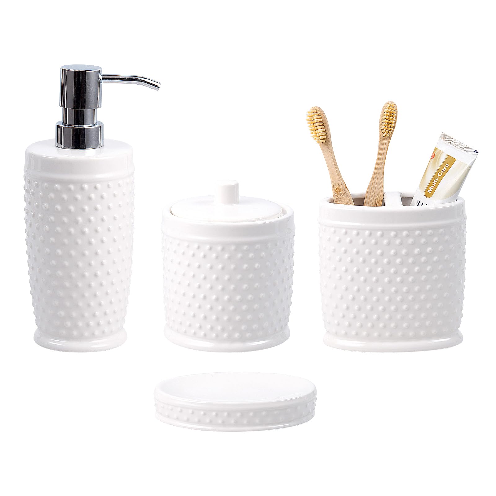 Amazon.com: Bathroom Accessories Set, 4-Piece Ceramic Bath Accessory ...