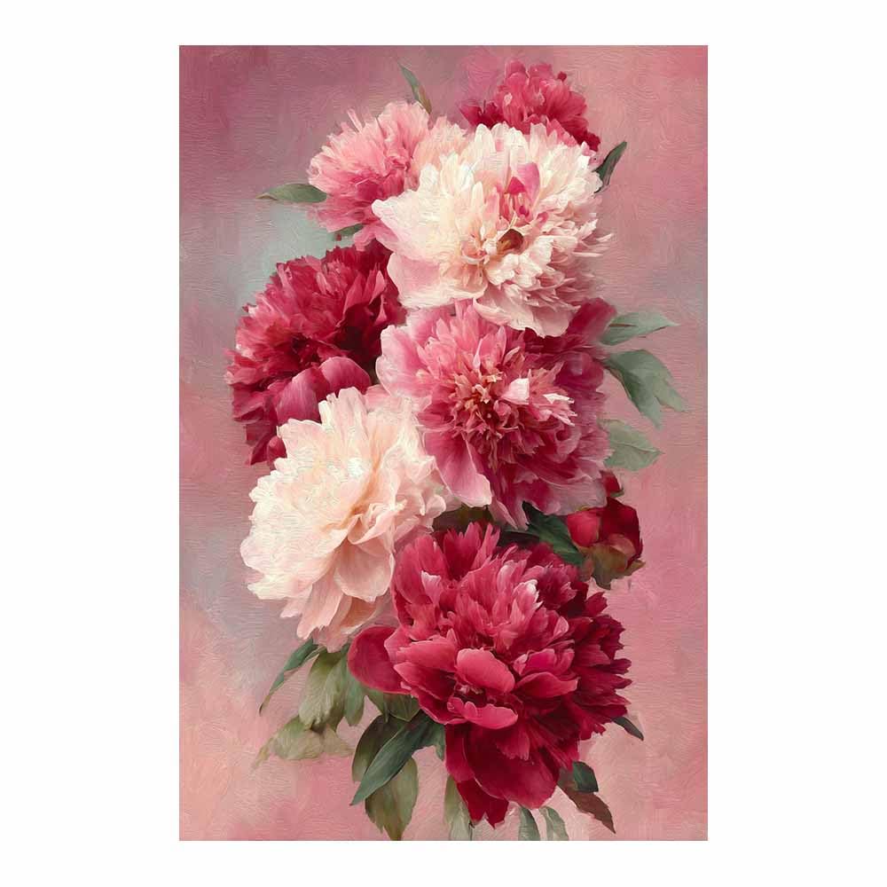Xeniou Multicolor Flowers Wall Art Pink Peony Floral Art Canvas Wall Art, For Living Room Bedroom Home Wall Decoration(Multicolor)-80X120cm Unframed