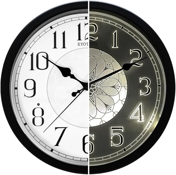 Reloj de Pared eYotto con Luz Nocturna, Analógico, 30.48 cm, Negro miniatura 5