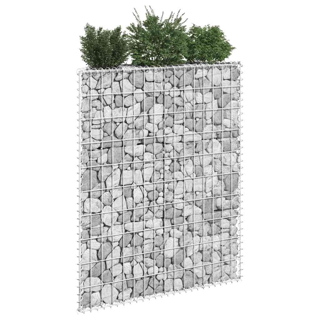 Gabionowa podwyższona grządka, trapezowa, stal ocynkowana, 80 x 20 x 100 cm, donica ogrodowa o rozmiarze oczek 10 x 5 cm, na kwiaty, zioła, sukulenty, storczyki, bonsai, do użytku wewnątrz i