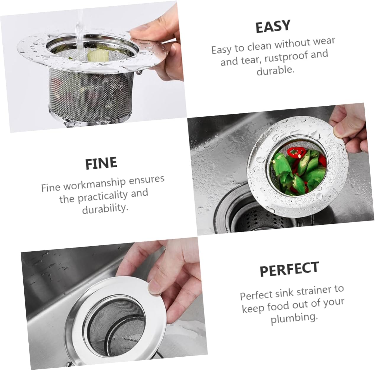 Kitchen Sink Drainage Strainer Universal Stainless Steel Sink Strainer Mesh Catcher