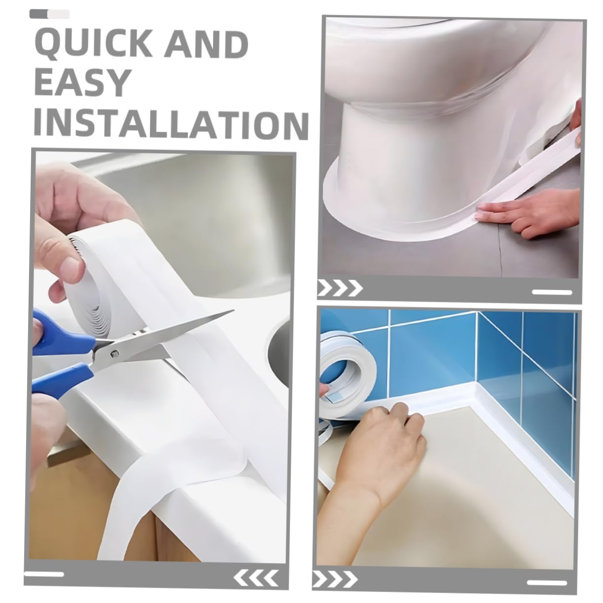Self Adhesive Waterproof Caulk Tape for Kitchen and Bathroom White PVC