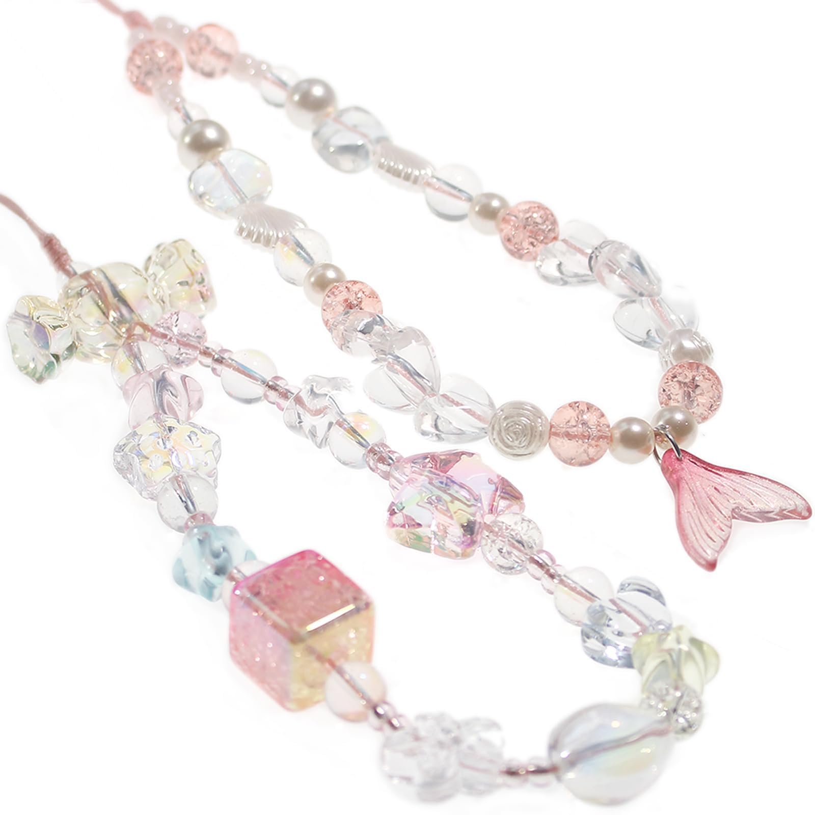 Excefore Beaded Charms, Bracelet Wrist Strap Lanyard, Cute Aesthetic String Decoration for Phone Camera Women Girls, 8