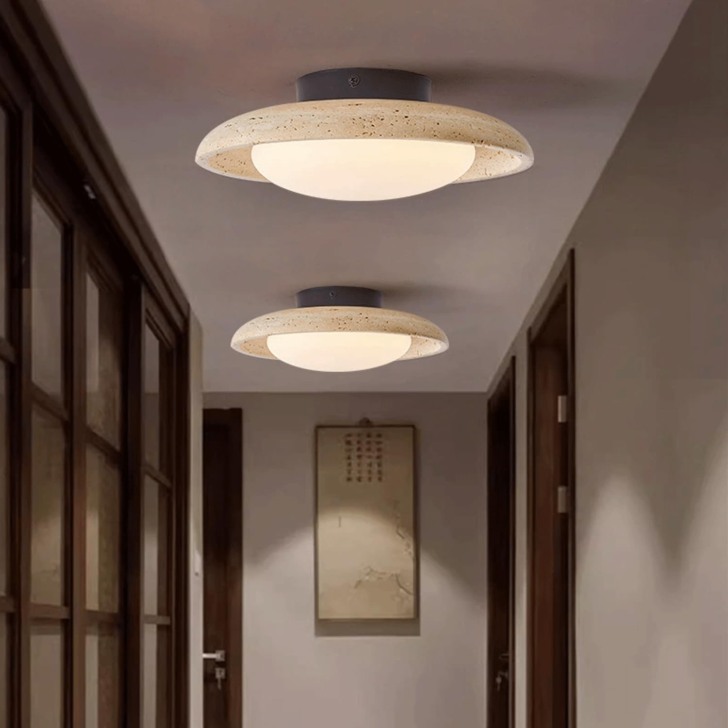 Luces de techo de travertino amarillo nórdico Lámparas de techo de vidrio Wabi-sabi japonesas Balcón de entrada Pasillo de entrada Accesorio de iluminación de techo para cocina sala de estar do