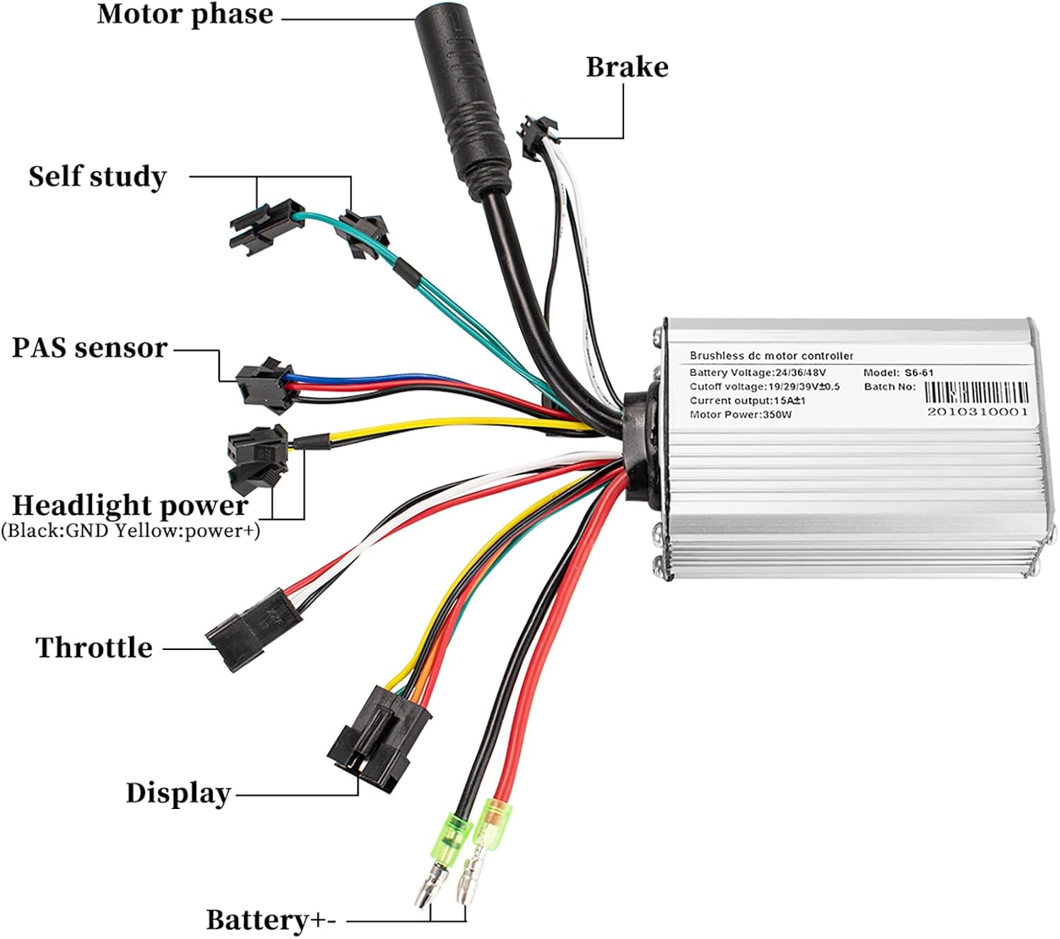 Electric Bike Conversion Kit Front Wheel Motor 350W E Bike Kit 36V Hub Motor 26" Bicycle BLDC Controller with LCD Display Controller PAS Brake Lever for 261.95 Tire (26inch Front Wheel 36V 350W) : Sports & Outdoors