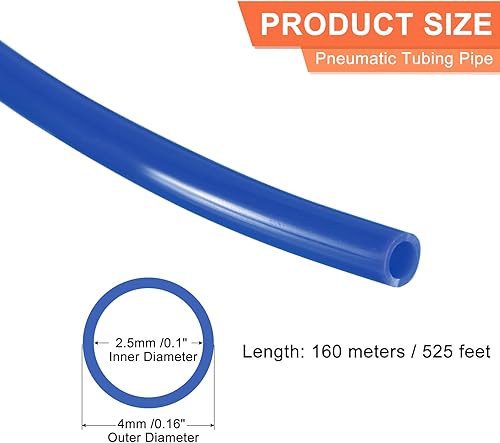 Miniatura 2 de MECCANIXITY Tubo de tubo neumático, 0.157 in x 0.098 in, 525 pies, 524.9 ft, tubo de manguera de tubería de aire de PU, azul para compresor de aire