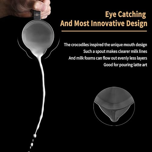 Miniatura 3 de MHW-3BOMBER Jarra vaporizadora de café expreso, jarra de espuma de leche, acero inoxidable, café con leche, capuchino, latte, arte barista, 22