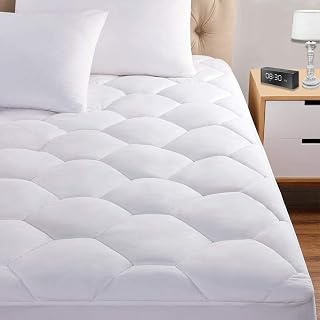 Favorland Queen Mattress Pad Protector: Ultra Soft Quilted Fitted Topper, 8-21" Deep Pocket, Breathable Cooling Cover - White
