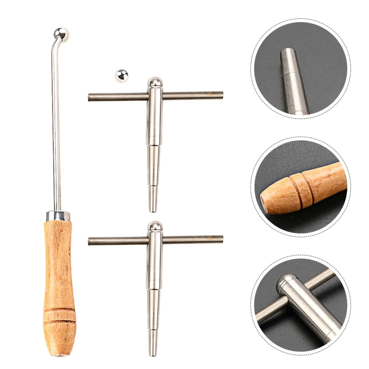 PRETYZOOM Juego de Herramientas de Centrado y Reparación Mango de Madera Accesorio Metálico para Ajustar y Dar Forma para Trompeta y Trombón a Instrumentos de Viento