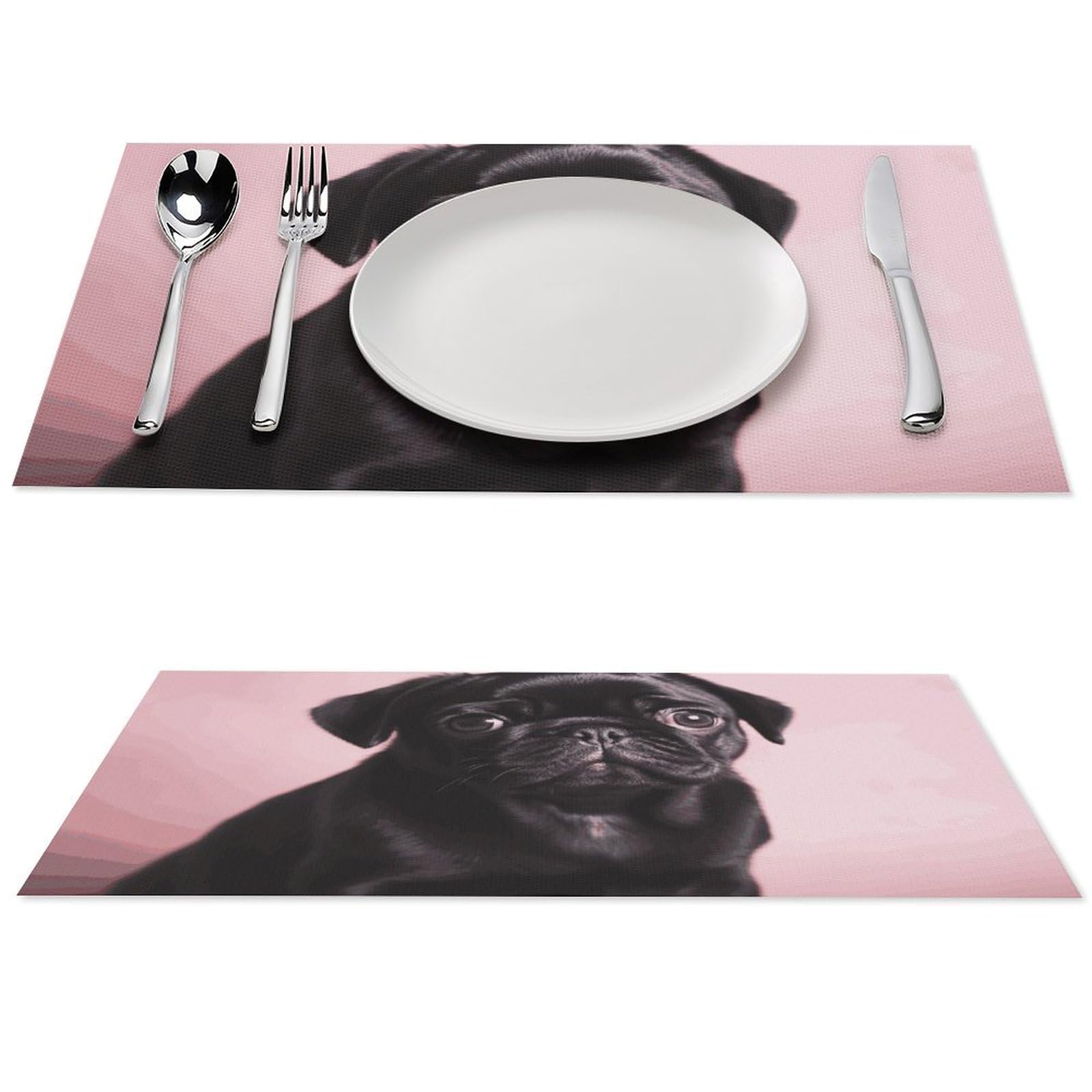 Sets de table anti-taches et antidérapants motif carlin noir pour protéger vos meubles