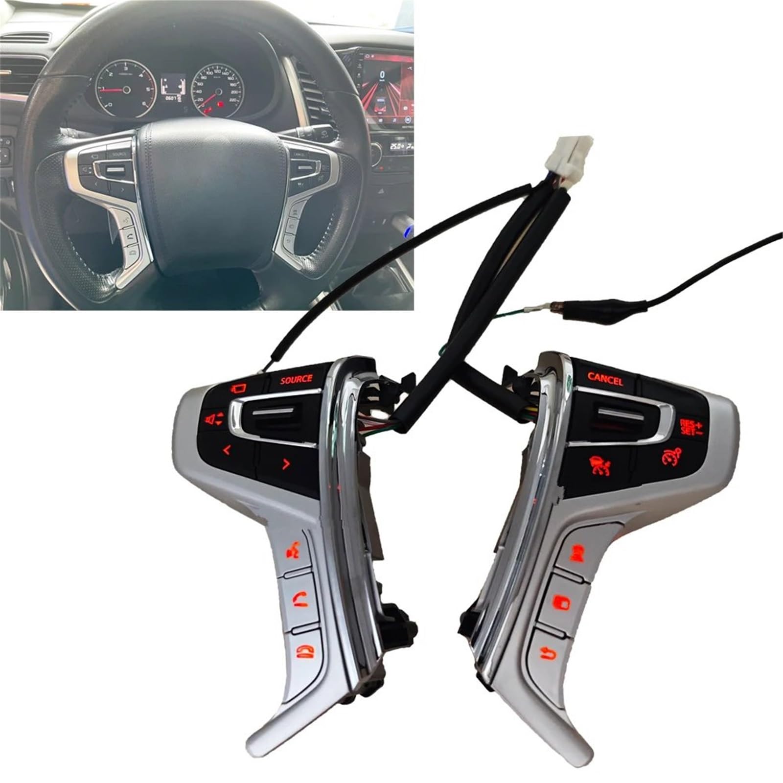 Przycisk kierownicy kompatybilny z Mitsubishi Pajero Sport 2015-2021 2022 8616A034 8602A082 Tempomat kierownicy przełącznik