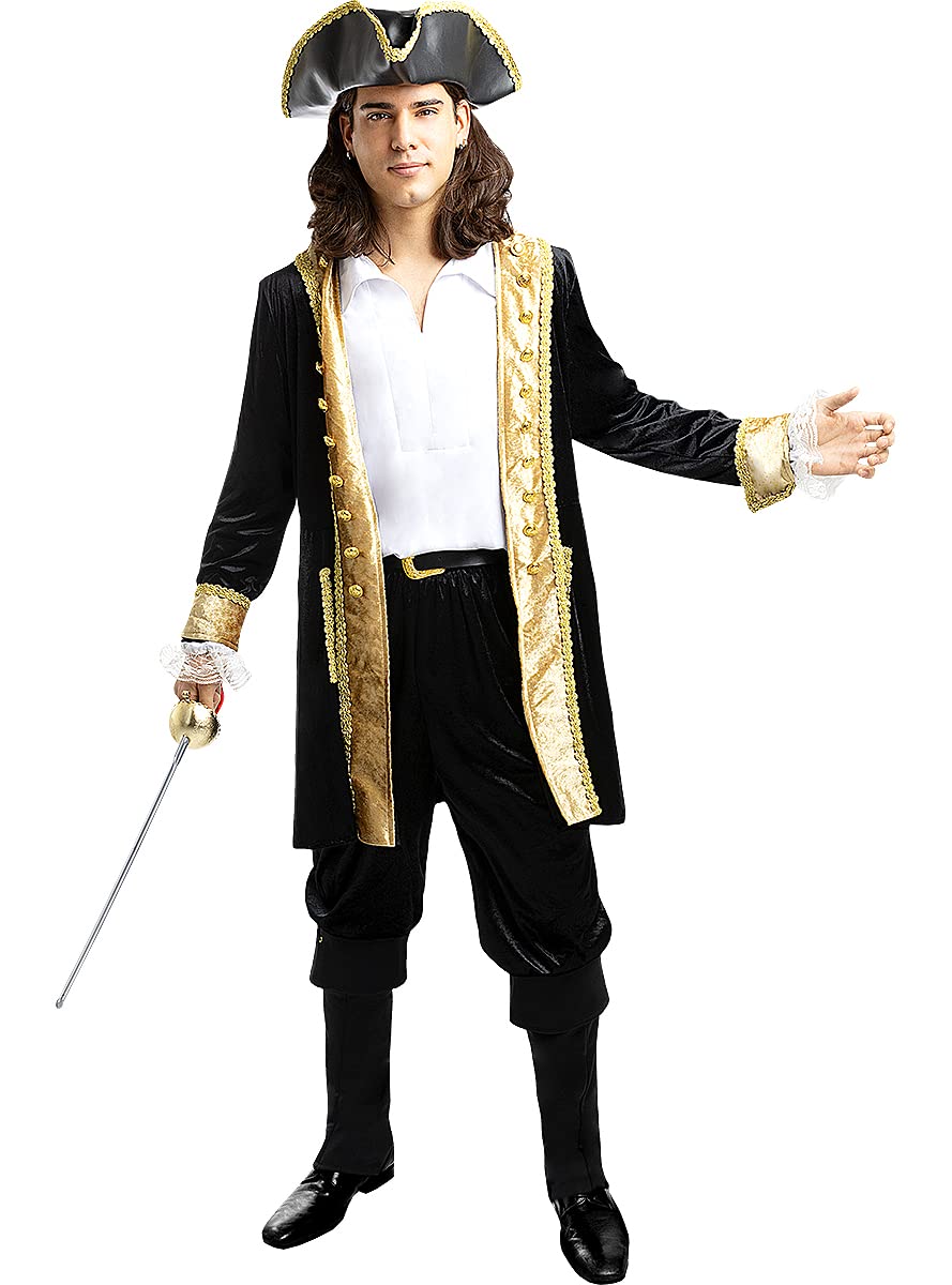 Funidelia | Piraten Kostüm deluxe Kolonial Kollektion für Herren Korsar, Seeräuber - Kostüm für Erwachsene & Verkleidung für Partys, Karneval & Halloween - Schwarz