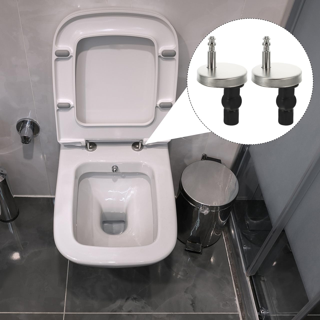 Housoutil Toilet Seat Hinge, 2PCS Quick Release Top Hinge Fixings, 45mm B Type Toilet Seat Fixings parts Screws for Secure Installation and Replacement