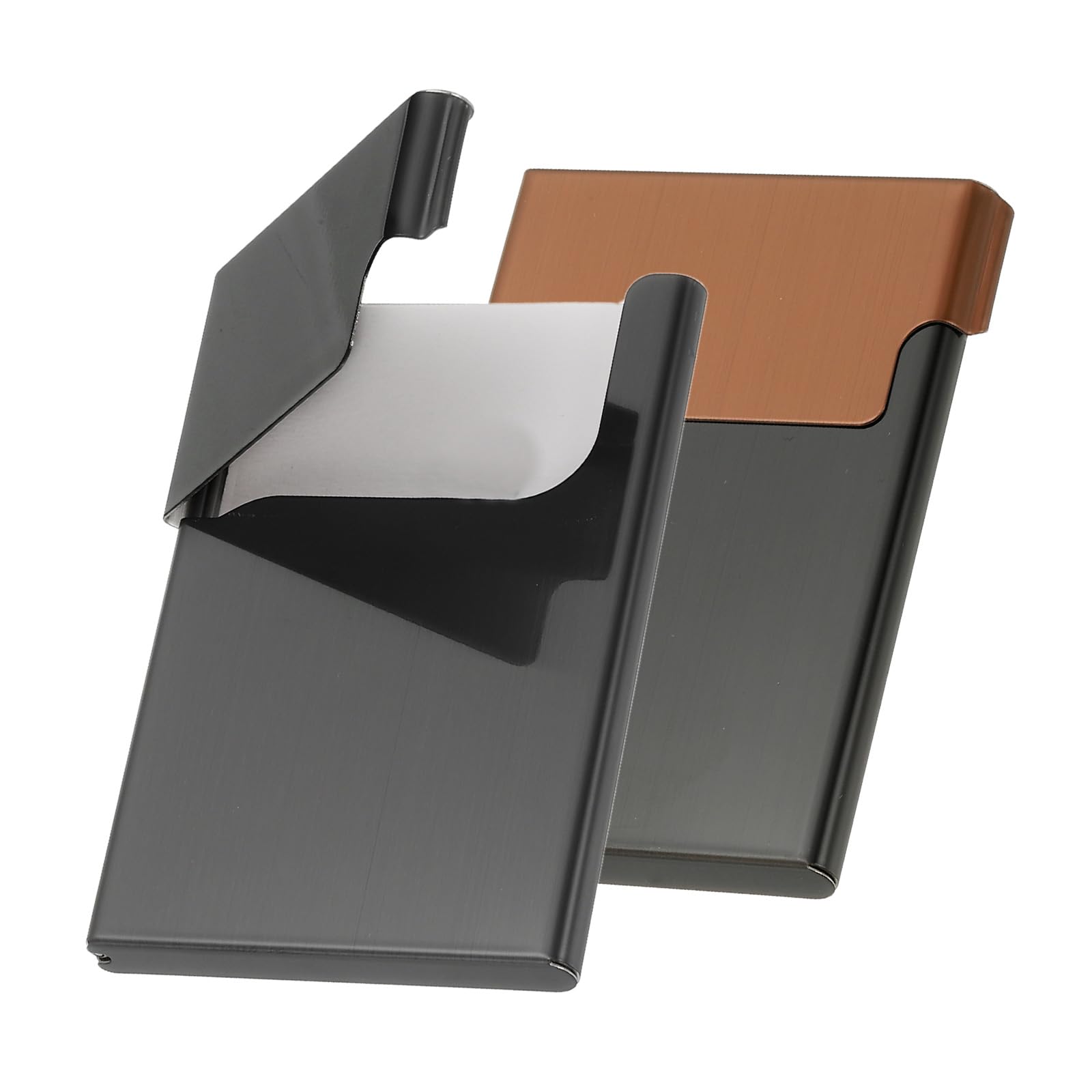 PATIKIL Metal Business Card Holder, 2 Pcs Professional Name Card Holder Business Card Pocket Case for Men & Women Office Credit ID Organization, Bronze/Black