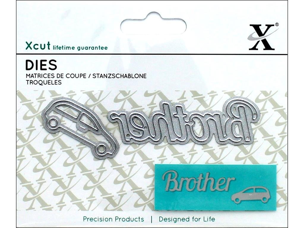 Docrafts Steel Xcut Mini Sentiment Die Brother 2 Pieces, Carbon Art & Craft Carbon Cutting Tool Supplies, Beautiful Decoration, Card Making Gift Tag, Wrapping, Scrapbooking, Invitations, Crafters Companion