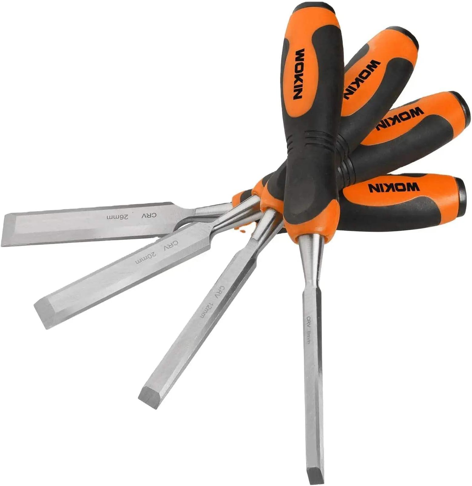 Wokin Value Offer 4Pcs Wood Chisel Set(Industrial) 8-12-20-26MmOrange Black