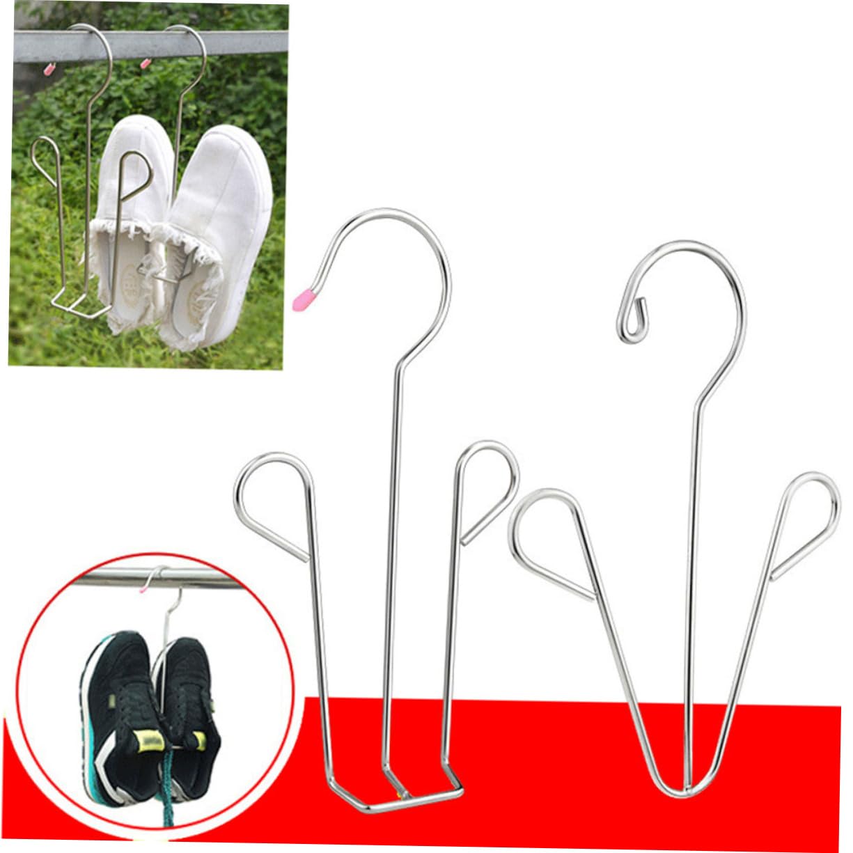 PRETYZOOM Shoe Drying Rack Set Over The Door Organizer 2pcs Stainless Steel Hangers for Shoes Drying Rack