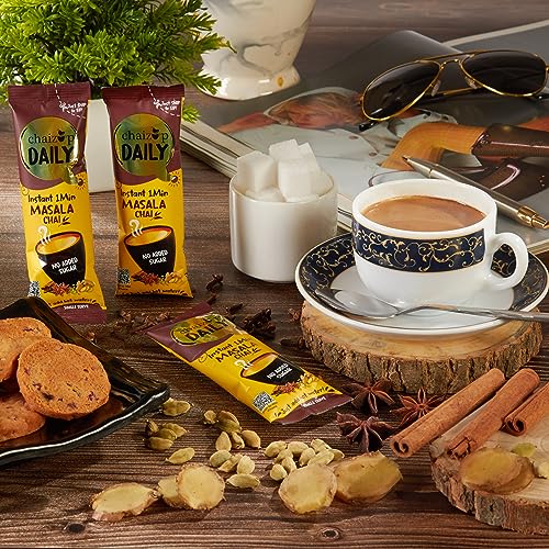 Image of Chaizup Daily 1 Min Instant Masala Premix Tea - 30 Sachets (No Sugar) | Masala Flavours | 30 Servings | 270g