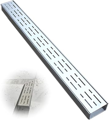 3.3FT Linear Drain Stainless Steel, Industrial Narrow Trench Drain System for Driveway/Yard/Garden/Sewer/Balcony, Outside Concrete Paver Drainage Channel10x5cm/3.9x2in
