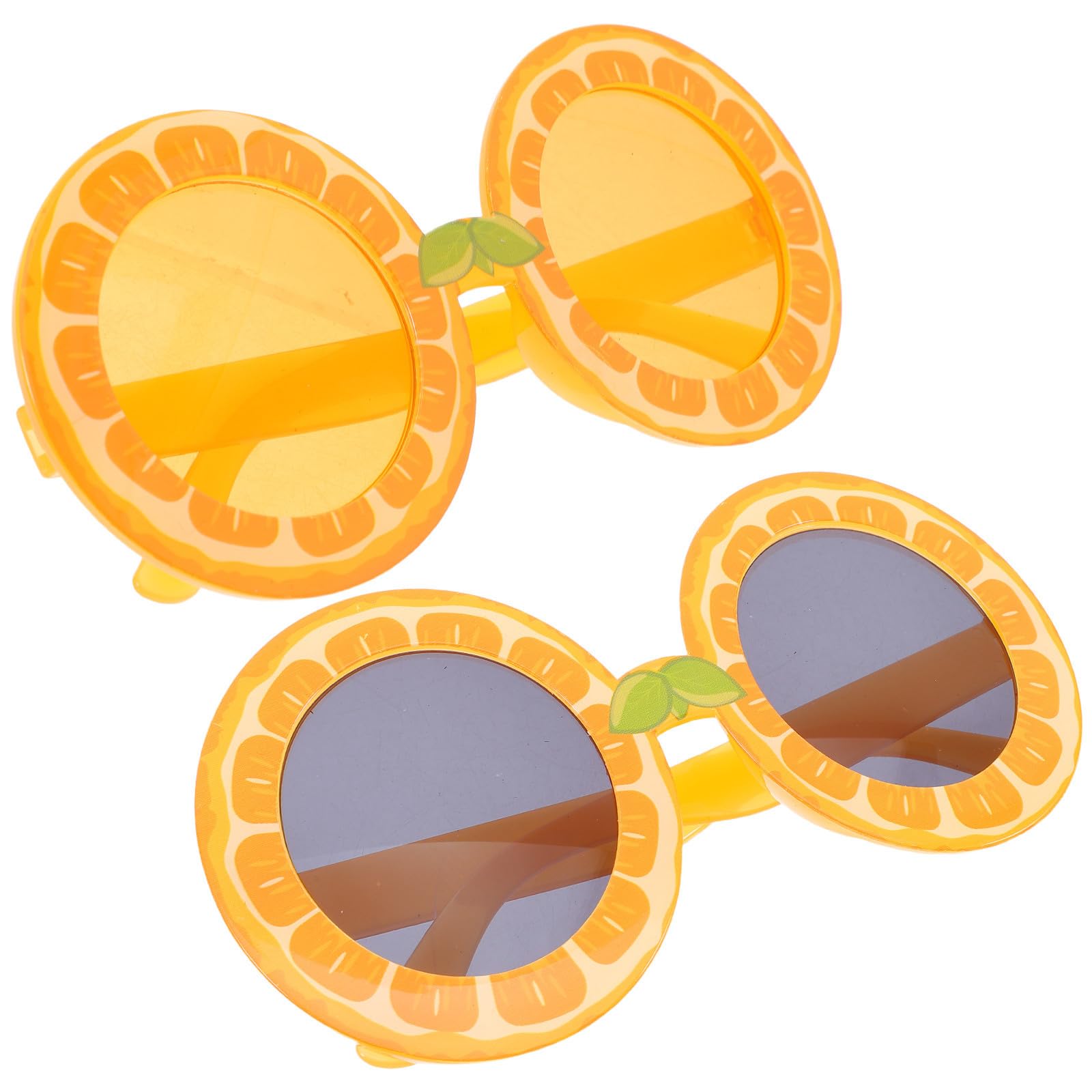 ROMISBABA 2pcs Orange Lemon Shaped Sunglasses Lightweight Plastic Novelty Glasses with Fruit Inspired Design for Themed Parties and Hawaiian Summer Pool Beach Party