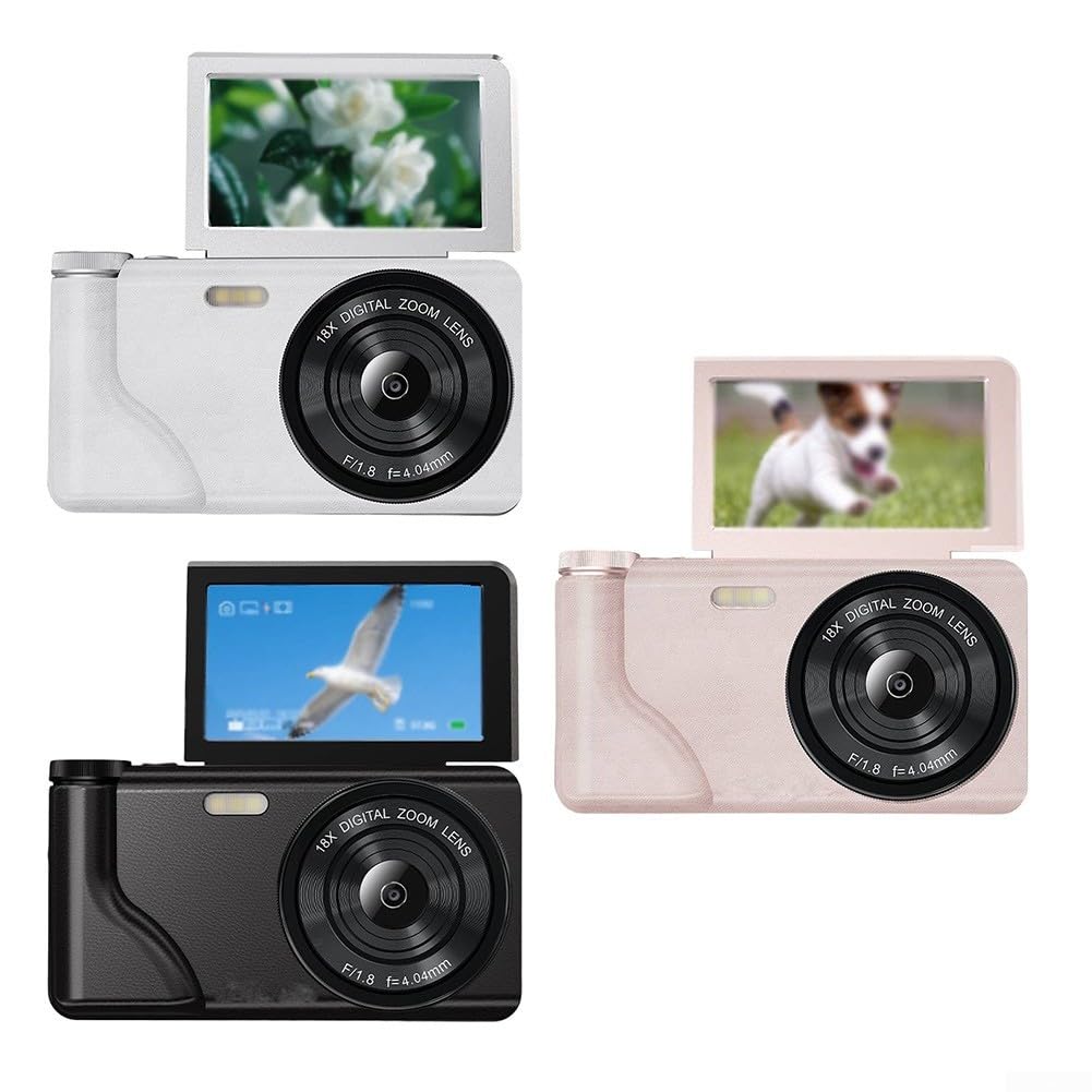Fotocamera digitale da 64 MP, video 4K, zoom 18x, schermo flip (rosa) | Sensore da 64 MP, registrazione video 4K, zoom digitale 18X, dettagli nitidi, strumento per appassionati di fotografia