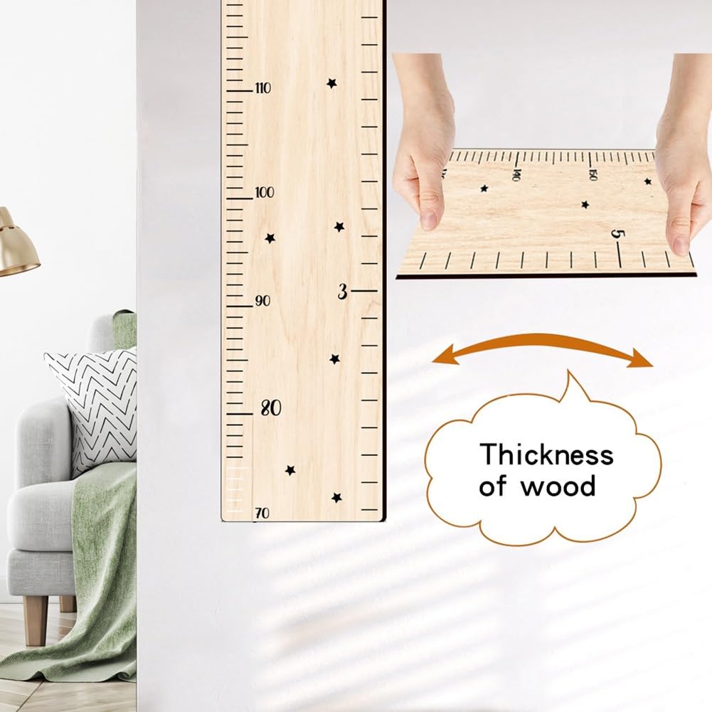 Height Guide Ruler With Pointer Wall Mounted Height Measure For Kids Vintiun Customizable Wooden For ...