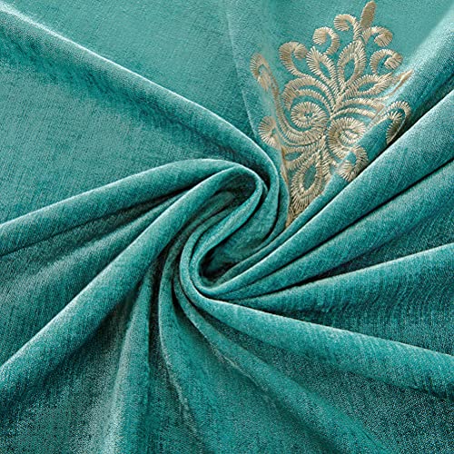 Rideaux chenille turquoise isolants et décoratifs pour salon chic - 7
