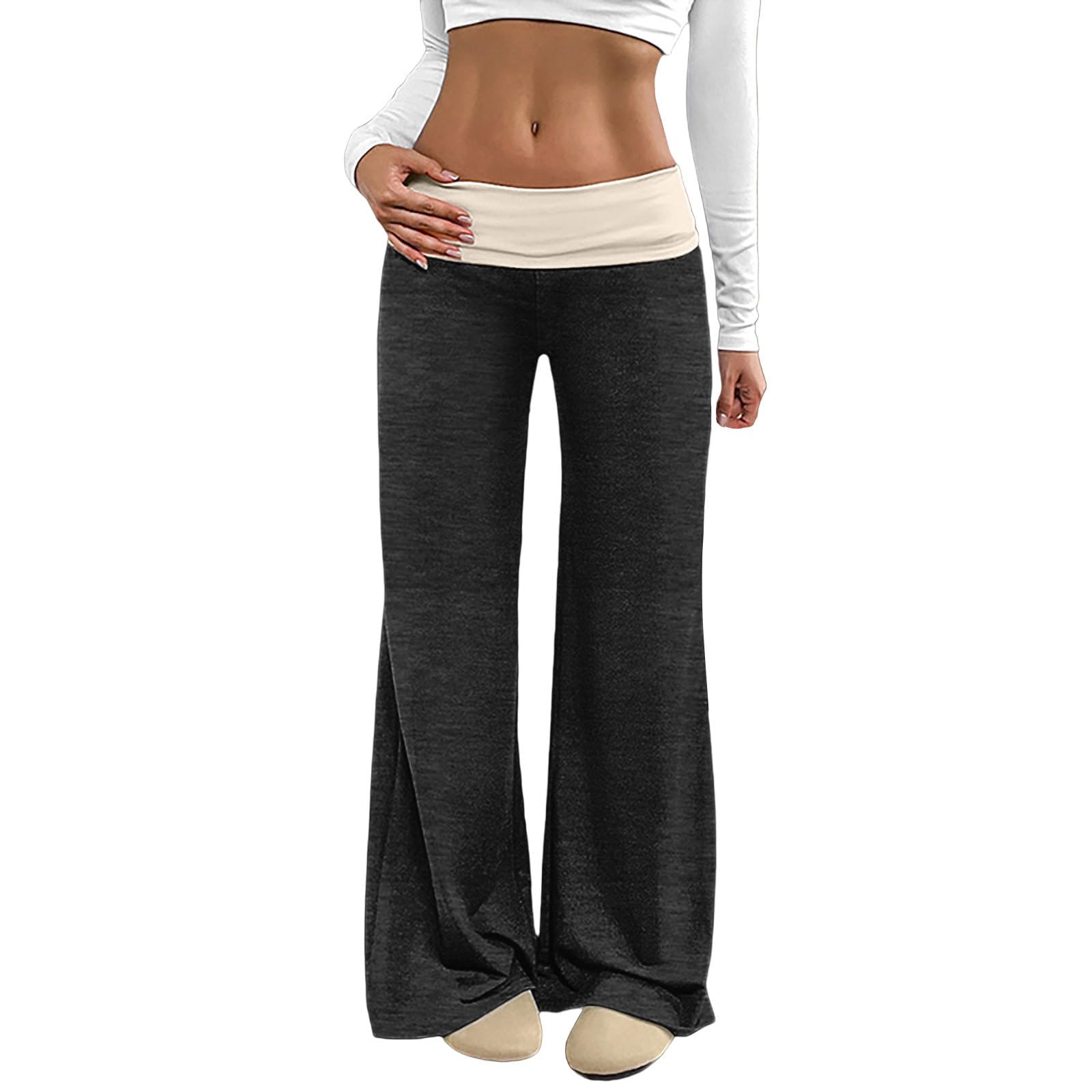Lounge Pants for Women Low Waist Wide Leg Color Block Y2K Baggy Sweatpants Comfy Fall Fashion Winter Soft