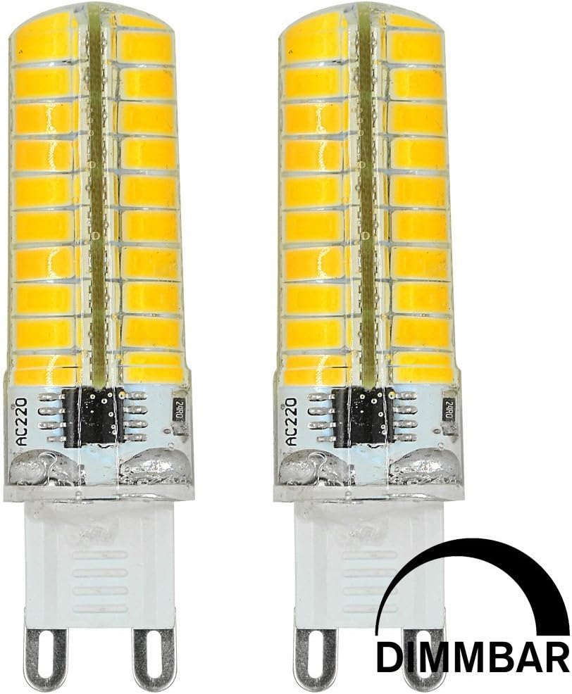 ACCKA 2-Pack MINI G9 110V-130V AC Base 80 SMD Warm White 6W LED Light Bulbs 40W Incandescent Bulb Equivalent Dimmable, 2700K, 400LM