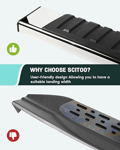 Miniatura 8 de SCITOO Nerf Bar - Estribo lateral para Chevrolet Silverado 1500 Crew Cab 2007-2018, 2014 2016-2018 para Chevrolet Silverado 2500 Crew Cab, acero